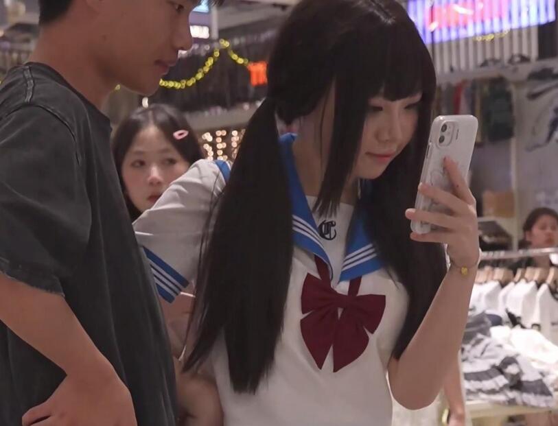 (BC-AA-459)双马尾制服jk小姐姐..白丝过膝袜配蕾丝边骚丁