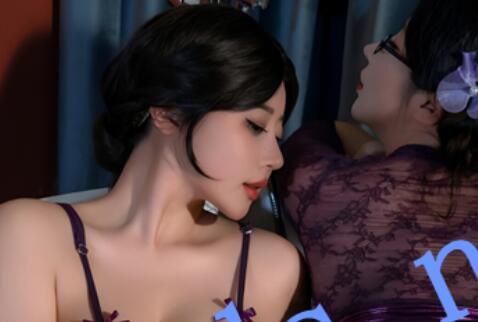 ⭐ 【云溪溪 -奶桃+奈汐酱nice】后调 紫色情趣湿身诱惑写真