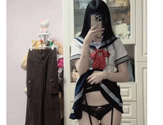 ⭐✅抖音 悠哉大王 美腿 学生装JK制服 电动伸缩阳具插B 弹力插